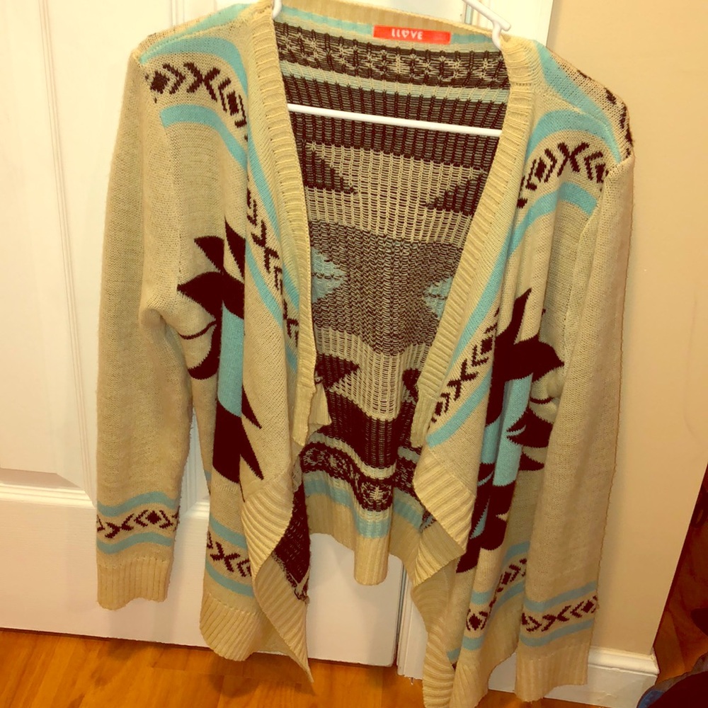 Tan/blue cardigan